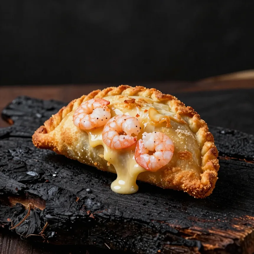 Empanada de camarón y queso fundido
