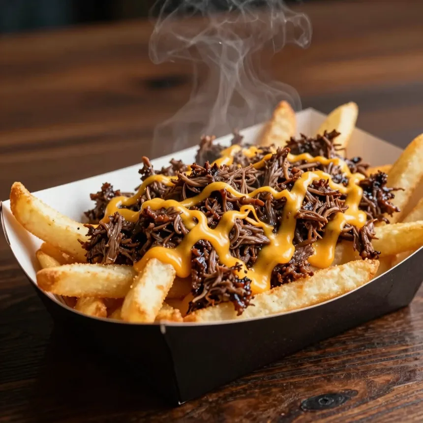 Papas Mechada con cheddar fundido